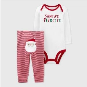 CARTER'S “SANTA’S FAVORITE” PANTS SET - RED SIZE 3 MONTHS (NEW WITH TAGS)